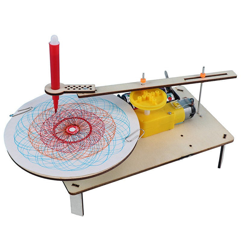 Science Diy Model - 1-3Pcs DIY Wooden Electric Plotter Drawing